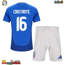 Camisa de Futebol Itália Bryan Cristante #16 Equipamento Principal Infantil Europeu 2024 Manga Curta (+ Calças curtas)